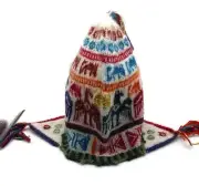 Unisex Chullo Knitted in Multicolored Wool Condor Inca Design
