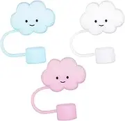 3pcs 10mm Straw Cover, Silicone Straw Covers Cap, Cute Cloud Shape Straw Lid, Reusable Dust Proof Straw Topper Lid Straw Protectors, for Stanley Cup 40 oz 30 oz Tumblers Accessories