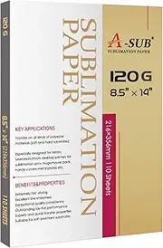 A-SUB Inkjet Sublimation Paper 110 Sheets/Pack 8.5'' x 14''Especially Suitable for Sawgrass Printer120g