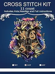 HKLIOPU Cross Stitch Kits for Adults-Magic Badge,11CT Printed Cross Stitch Kits,Stamped Embroidery Kits for Adults Wall Art Home Decoration 16x20 Inch (LZ015)