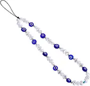 TIESOME Beaded Phone Charm, Evil Eye Beaded Lanyard Wrist Strap Face Beaded Phone Charm Handmade Phone Chain Strap Keychain for Men Women Girls Cell Phone String Strap
