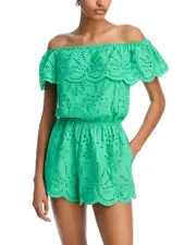 Aqua Strapless Eyelet Romper - Exclusive