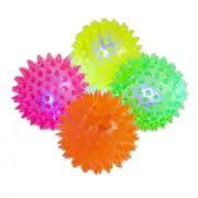 Light Up Spiky Massage Ball Multi Colour Sensory Reflexology LED Balls Pack of 4