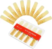 10 Pack Professional Alto Saxophone Reeds with Strength 2.5, Light Brown