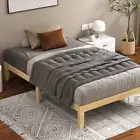 Bed Frame King Single Wooden Bed Base with Solid Wood Pine Timber Slats, Mattres