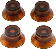 Musiclily Metric Top Hat Bell Knobs Tone Volume Control Knobs for Epiphone Les Paul SG Electric Guitar, Amber (Set of 4)