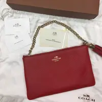 在飛比找蝦皮購物優惠-【COACH】紅色流蘇金鍊包 手拿包 女包 正貨 全新