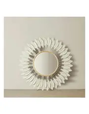 [Koala Living] Feather Round Mirror 86cm in White