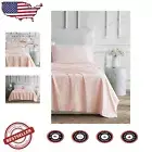 Elegant 4-Piece Queen Sheet Set in Blush - Cotton Percale, Machine Washable