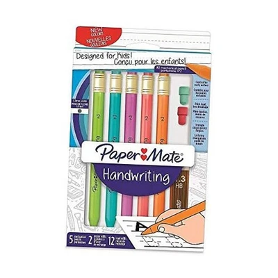 PaperMate Handwriting 5 Mechanical Pencils #2 1.3mm Lead 2 eraser refills 12