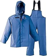 Galeton 7954-XXXL-BL 7954 Repel Rainwear 0.50 mm PVC 3-Layer Fishermans Rain Suit Blue 3X-Large