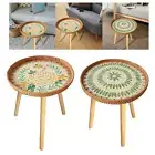 End Table Home Decoration Rattan Side Table for Bedroom Garden Farmhouse