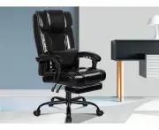 ALFORDSON Office Chair Executive Computer Gaming PU Leather Seat Recliner Black
