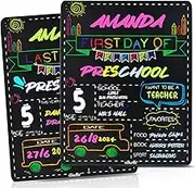 Personalized First Day and Last Day of School Sign 13" x 16" Large Chalkboard Style Photo Prop Back to School Supplies - 2 Pcs