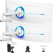 ErgoUnion Dual Monitor Stand for Desk, Vertical Dual Monitor Mount with Wide Range of Motion, Dual Monitor Arm for 17-40" Screen up to 25 lbs Each, Computer Monitor Stand for 2 Monitors - White