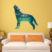 Howling Wolf Wall Art Decal - Peen and Stick Animal Sticker Nature Decor VWAQ -