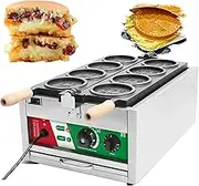 Commercial Round Waffle Maker,3000W Electric Cheese Gold Coin Waffle Machine With Double-side Constant,4 Gridss Korean Waffle Maker Machine With Non-stick & Temperature Control,for Cake Shop,Snack Bar