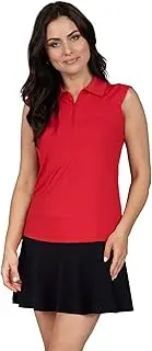 [IBKUL] Women's Sun Protective UPF 50+ Cooling Solid Sleeveless Polo - 84000 White Solid