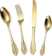 Cabilock Vintage Stainless Steel Embossed Dinnerware Set 4-Piece Home Serving Utensils