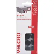Velcro Stick on General Purpose Hook & Loop Dots Hold 500g Black 16mm 15 Dots