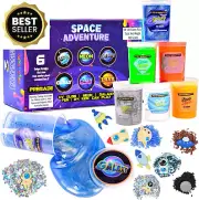 Slime Kit for Kids -6 Galaxy Stretchy Slimes w Space Charms & Galactic Add-Ins