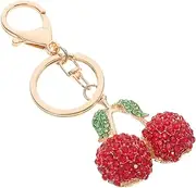 [LIFKOME] Rhinestone Cherry Keychain Sparkling Cherry Charm with Leaves Keyring for Bag Purse