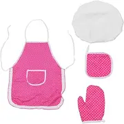 COMNESTBI 1 Set Cooking Role Play for Baking Apron Hat Glove Mat Fun Kitchen for Pretend Play and Hands Learning