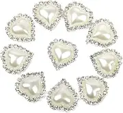 NUOBESTY 10 Pack of Acrylic Heart Pearl Buttons Zinc Alloy Flatback Embellishments Perfect for DIY Projects
