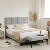 在飛比找滿屋生活優惠-FL Buri 布利 - 現代簡約實木灰色繃布高背床架