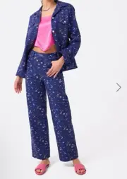 NWT TEREZ Activewear 2 Piece Denim Set Butterflies Sz SM Navy $ 423.00 Retail