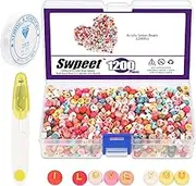 Swpeet 1202Pcs Colorful Letter Beads Acrylic Bead Alphabet ''A-Z'' Round Beads, 4x7mm Mixed Spacer Loose with 1 Roll Crystal String Cord and Scissors for Jewelry Making Supplies, Silver