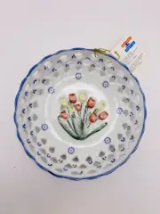 DELFTWARE ROYAL TWICKEL RETICULATED HANDPAINTED SPRING TULIPS BOWL w/tags