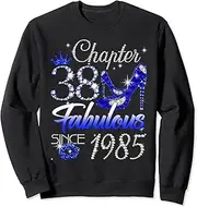 [X.Style] Womens 38 Years Old Chapter 38 EST 1985 38th Birthday Queen Sweatshirt ds2256 Sweater (2XL) Black