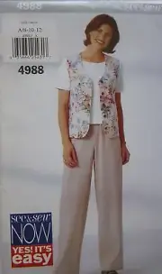 Butterick Vintage SEWING Pattern 4988 Misses EZ Vest Pants 8-24 UNCUT