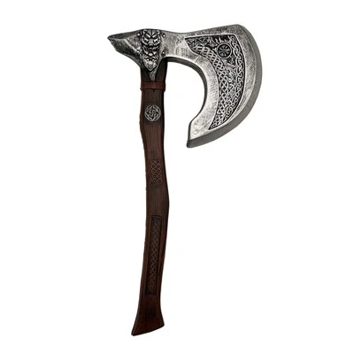 PU Foam Wolf Totem Viking Shield Axe Toy Props for Berserker Warrior Knight C...