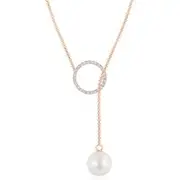 Akoya Cultured Pearl Circle Lariat Necklace