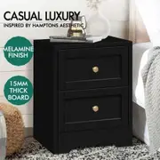 ALFORDSON Bedside Table Hamptons Nightstand Storage Side End Cabinet Black