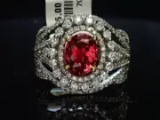 Awesome Oval Shape Red Lab Created Ruby & Cubic Zirconia Engagement Wedding Ring