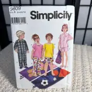 Simplicity 5809 UNCUT Sewing Pattern Childrens Pajamas Size A 3-8