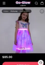 Unicorn Butterfly Rainbow Light Up Dress Sz 7 8 Glitter Princess Fairy MSRP $85