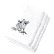 3x Pilbeam Living Cotton 32cm Koala Face Washer Bath/Home Cloth Hand Towel White