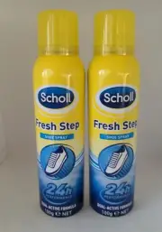 2x Scholl Fresh Step Shoe Spray Dual-Active Formula 100g Elimate Shoe Odour
