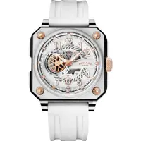 在飛比找ETMall東森購物網優惠-ROMAGO 碳霸系列 超級碳纖自動機械腕錶 - 白色/46