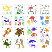 16 Pcs Marine Life DIY Painting Stencils Set Drawing Templates for Kids