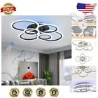Modern Dimmable LED Flush Mount Ceiling Light Fixture with Remote Control - 80W
