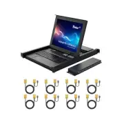 LCD KVM Switch VGA, 17'' LCD Monitor Rack Mount KVM Console 8 Port for 1U 19'...