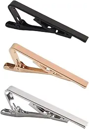 [DILUSILK] 3 PCS Tie Clip for Men, Stainless Steel Tie Clips Men Tie Bar Clip Set Minimalist Necktie Clip for Wedding Men Business Party Daily Life Anniversary Meeting Gold Black Silver, one size, Non-Precious