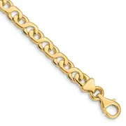 Solid 14K Yellow Gold 9 inch 6.2mm Hand Polished Fancy Link with Fancy Lobster Clasp Bracelet
