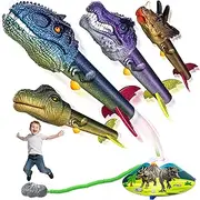 Toy Rocket Launcher Blaster Sets, Dino Rockets Safe Outdoor Toys with 4 Foam Dinosaur Rockets＆1 Launcher Pad, Birthday Gift Toys for Kids Boys Girls Age 3 4 5 6 7 8 9+ Years Old