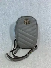 NEW Tory Burch Gray Heron Kira Chevron NS Crossbody Bag $328